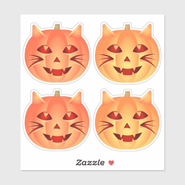 Sticker Citrouille de chats d'Halloween (Feuille)