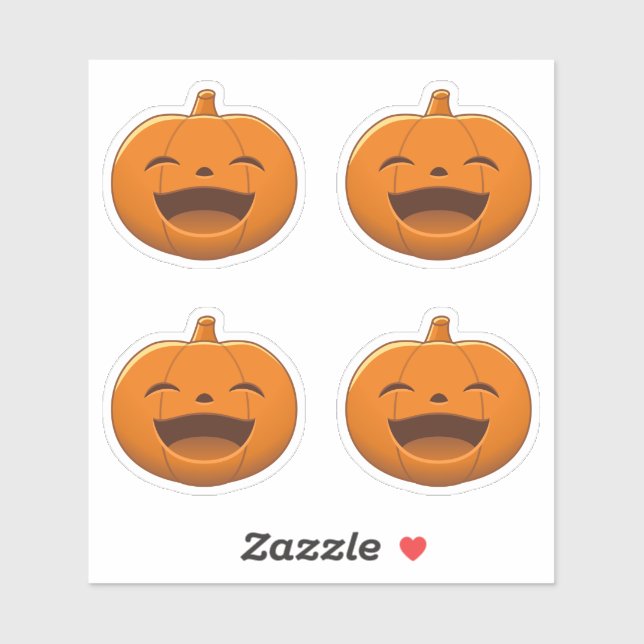 Sticker Citrouille d'Halloween riante, assortiment de 4 (Feuille)