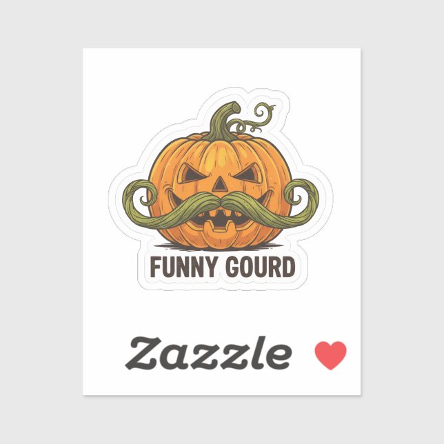 Sticker Citrouille drôle de Jack O'Lantern avec une mousta (Feuille)