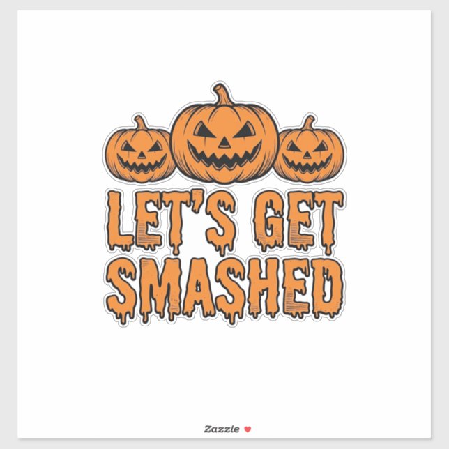 Sticker Citrouille Drôle d'Halloween Faisons-nous Écraser (Feuille)