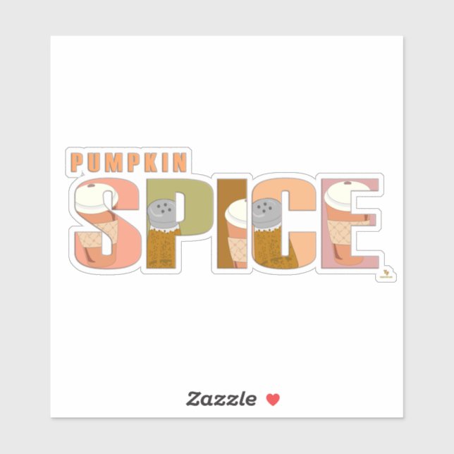 Sticker Citrouille Épice Automne Mot Amusement Temps (Feuille)