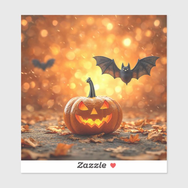 Sticker Citrouille et chauve-souris d'Halloween (Feuille)
