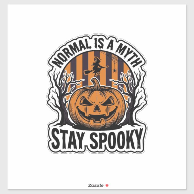 Sticker Citrouille Fantôme Sorcière Gravure Vintage Hallow (Feuille)