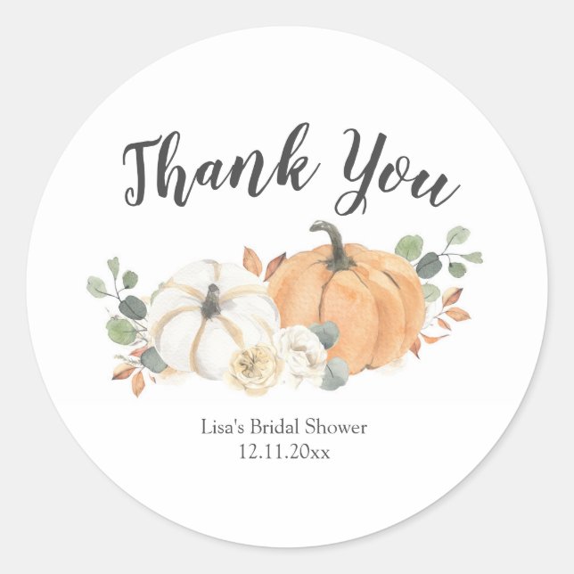Sticker Citrouille Floral Blanc Automne (Devant)