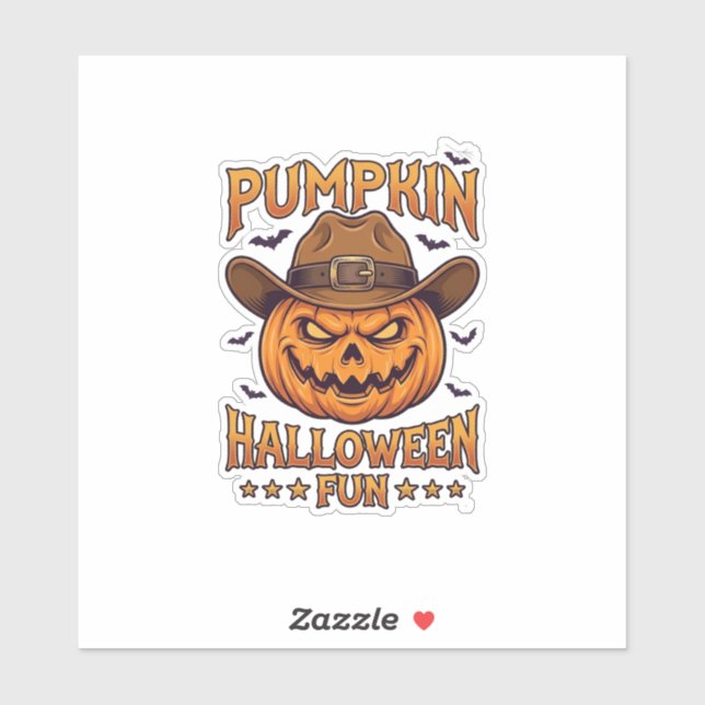 Sticker Citrouille Halloween Amusement Jack Lanterne Chape (Feuille)