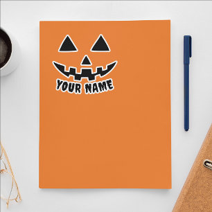 Sticker Citrouille Halloween Personnalisée Nom Noir & Blan