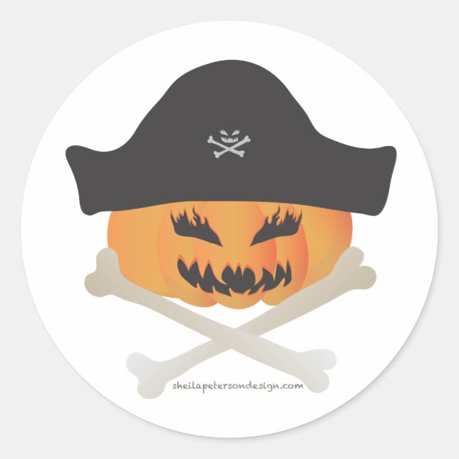 Sticker Citrouille Halloween Pirate (Devant)