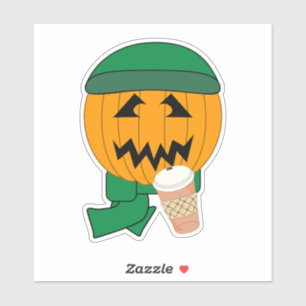 Sticker Citrouille Hipster Jack-o-lanterne Halloween Desig