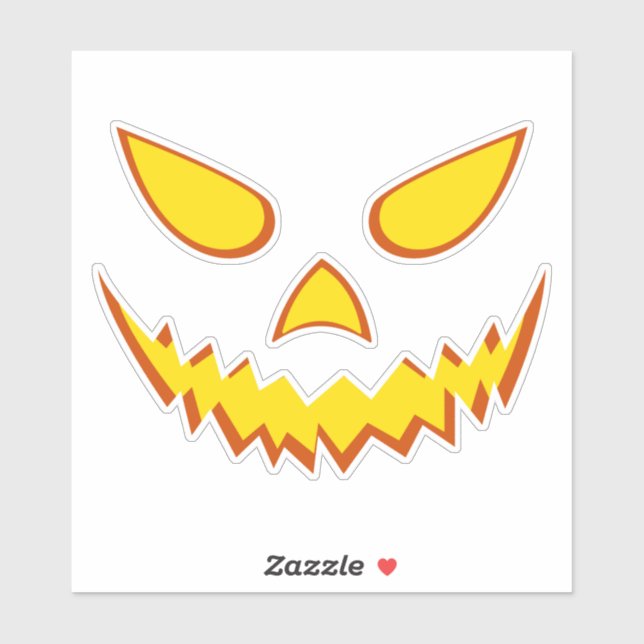Sticker Citrouille Jack-o'-lantern de la face d'Halloween  (Feuille)