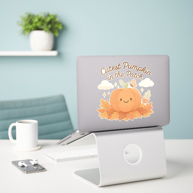 Sticker Citrouille La Plus Mignonne Du Patch Mignonne Auto (Ordinateur portable sur le bureau)