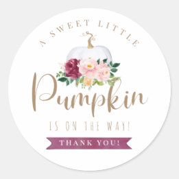 Sticker Citrouille Merci de Baby shower Automne