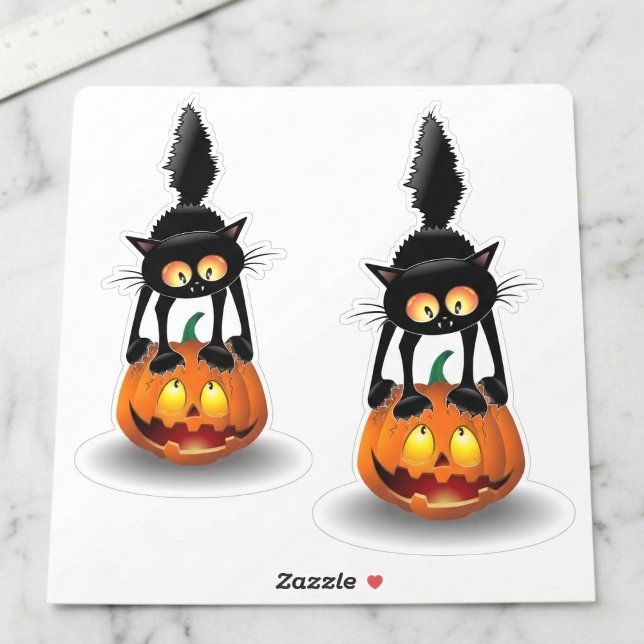 Sticker Citrouille Purfection : Chat noir Halloween (Playful spooky vibes for your favorite things.)