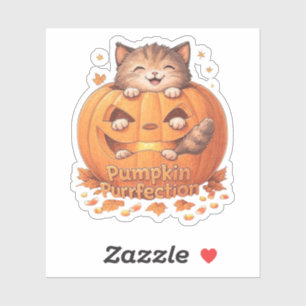 Sticker Citrouille Purfection - Cute Halloween Chat Vinyl