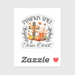 Sticker Citrouille Spice Et Jésus Christ Cross Citrouille