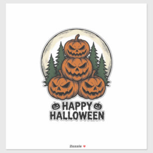 Sticker Citrouille Vintage Halloween Jack O Lanterne Fores