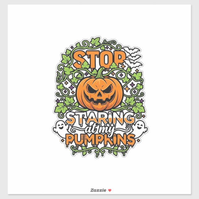 Sticker Citrouilles Arrêtez de Regarder Halloween Fantômes (Feuille)