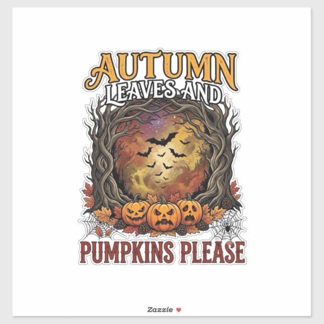 Sticker Citrouilles de feuilles d'automne S'il vous plaît  (Feuille)