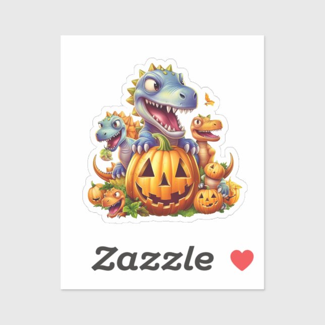 Sticker Citrouilles d'Halloween et dinosaures mignons (Feuille)