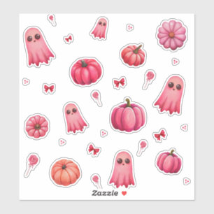 Sticker Citrouilles d'Halloween rose