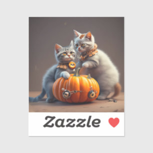 Sticker Citrouilles et chatons