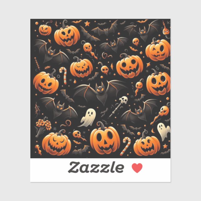 Sticker Citrouilles et chauves-souris (Feuille)