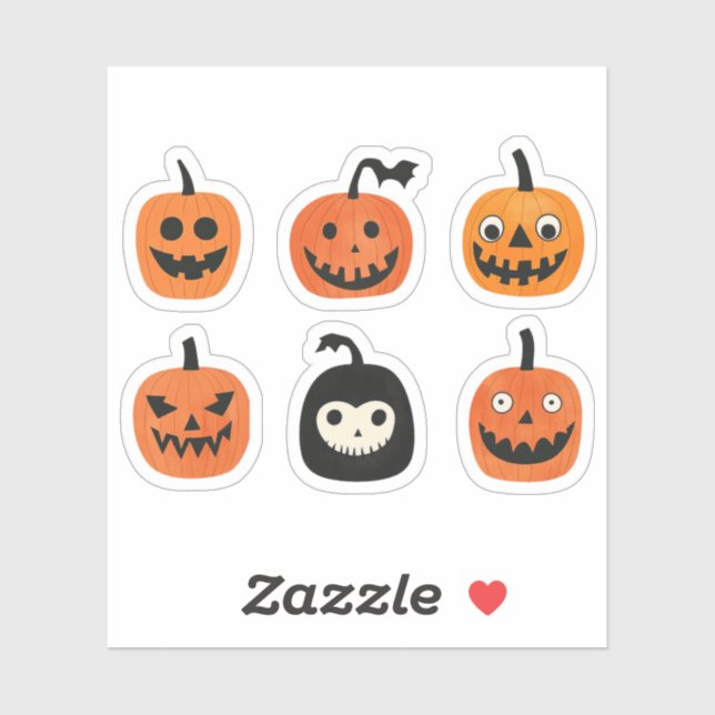 Sticker Citrouilles Fantaisistes Halloween Jack-o-Lanterns (Feuille)