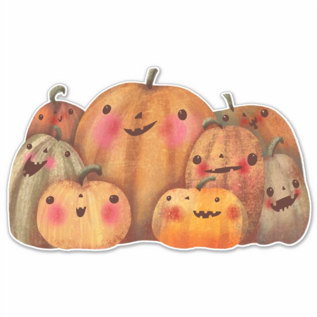 Sticker Citrouilles heureux - Joli Halloween (Devant)