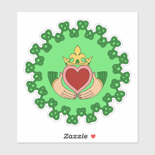 Sticker Claddagh et Green Knotwork (Feuille)