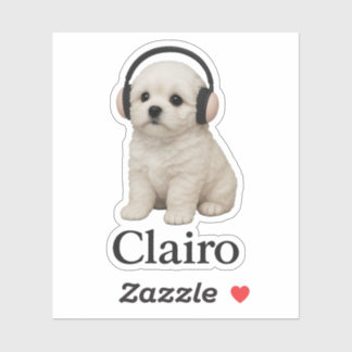 Sticker Clairo Puppy with Headphones