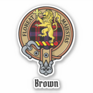 Sticker Clan Brown Crest sur Tartan