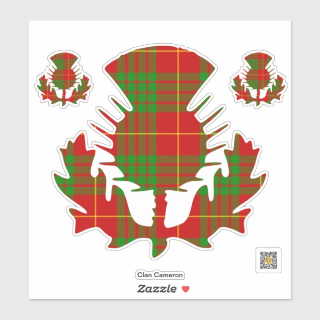 Sticker Clan Cameron Tartan Thistle (Feuille)