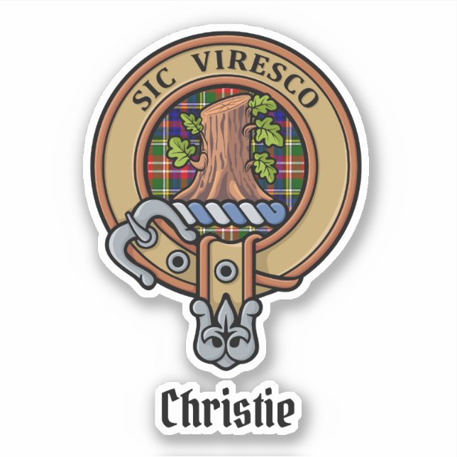 Sticker Clan Christie Crest over Tartan (Devant)