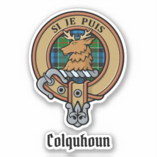 Sticker Clan Colquhoun Crest sur Tartan