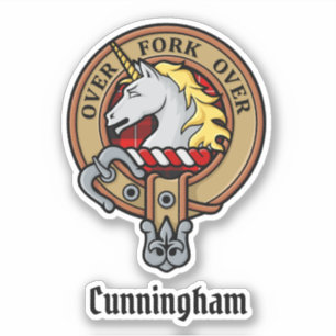 Sticker Clan Cunningham Crest sur Tartan