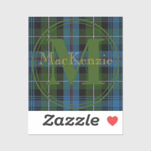 Sticker Clan écossais MacKenzie Tartan Gold Nom-Initiale
