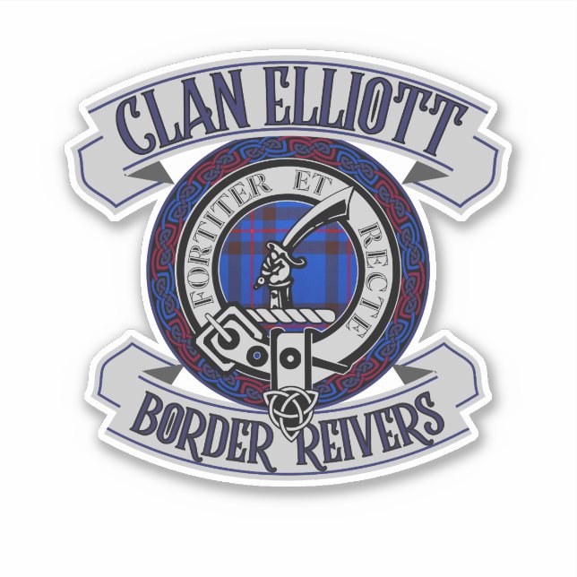 Sticker Clan Elliott Badge, Border Reivers, Écosse (Devant)