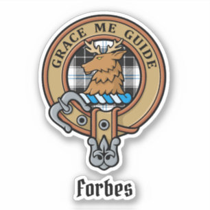 Sticker Clan Forbes Crest sur la robe Tartan