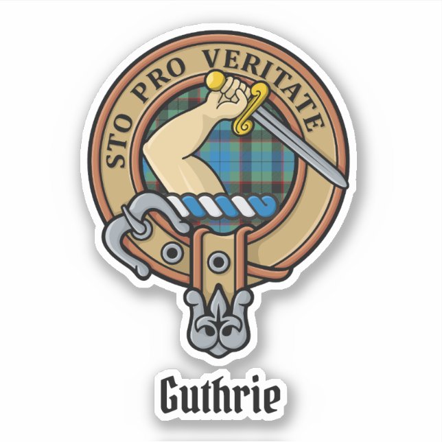 Sticker Clan Guthrie Crest sur Tartan (Devant)