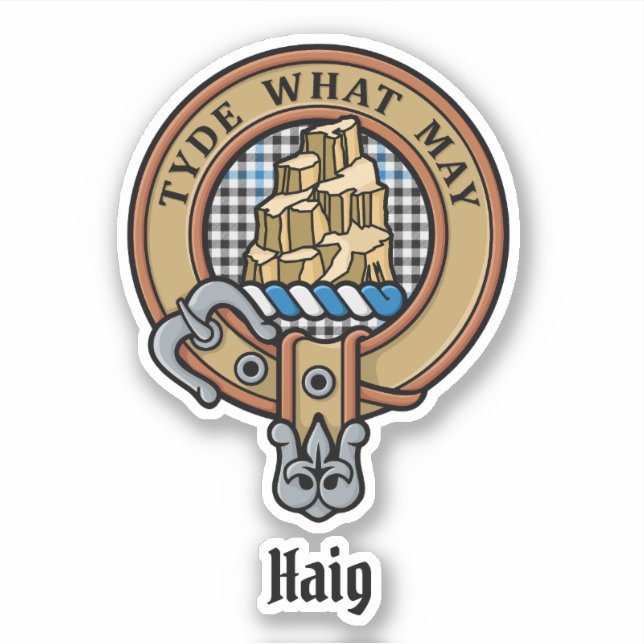 Sticker Clan Haig Crest over Check Tartan (Devant)