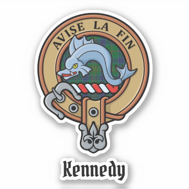 Sticker Clan Kennedy Crest sur Tartan (Devant)