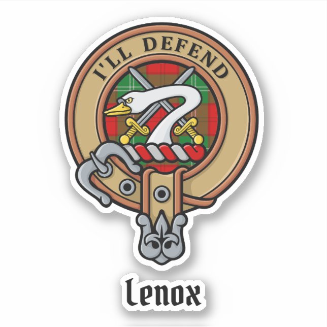 Sticker Clan Lennox Crest sur Tartan (Devant)