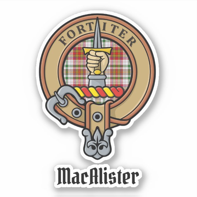 Sticker Clan MacAlister Crest sur l'autocollant Tartan (Devant)