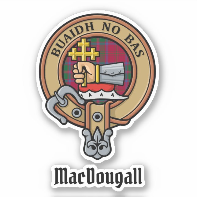Sticker Clan MacDougall Crest sur Tartan (Devant)