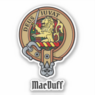 Sticker Clan MacDuff Crest sur Tartan