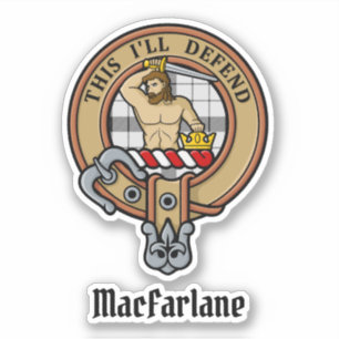 Sticker Clan MacFarlane Crest sur tarte noir et blanc