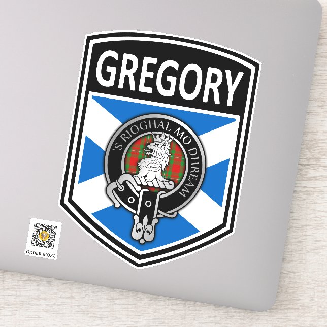 Sticker Clan MacGregor Crest & Tartan Saltire - Gregory (Détail)