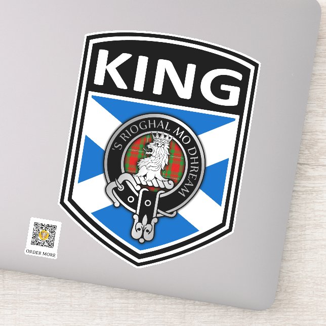 Sticker Clan MacGregor Crest & Tartan Saltire - King (Détail)