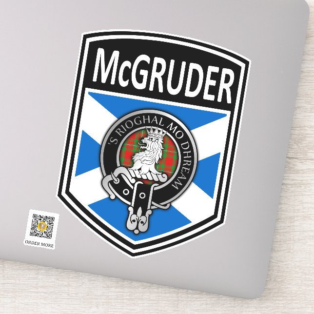 Sticker Clan MacGregor Crest & Tartan Saltire - McGruder (Détail)
