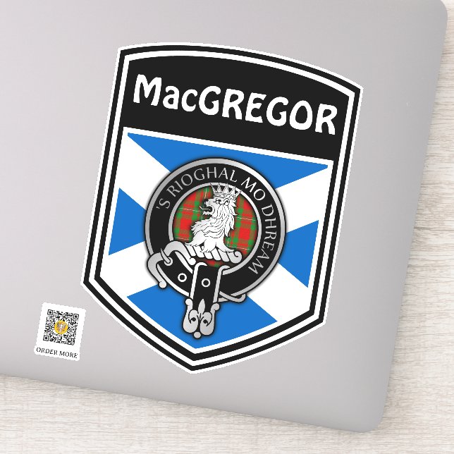 Sticker Clan MacGregor (Edit) Salut et Tartan Saltire (Détail)