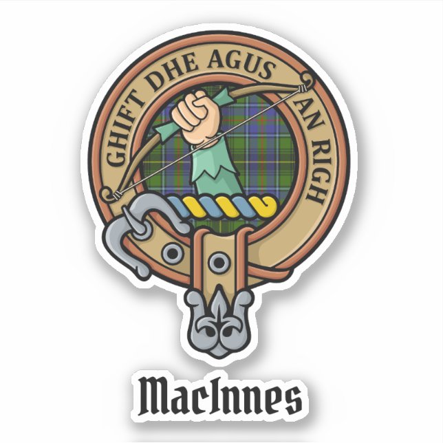 Sticker Clan MacInnes Crest sur Tartan (Devant)
